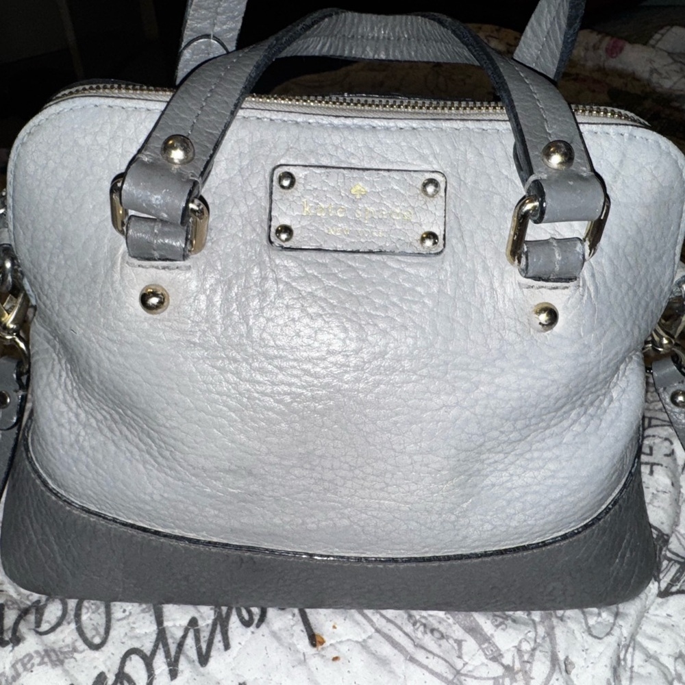 Kate Spade Vintage Two Toned Gray Leather Handbag with Handles & Crossbody Strap